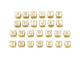 18K Gold Filled Cubic Zirconia Micro Pave Initial Letter Beads 9mm, BD954